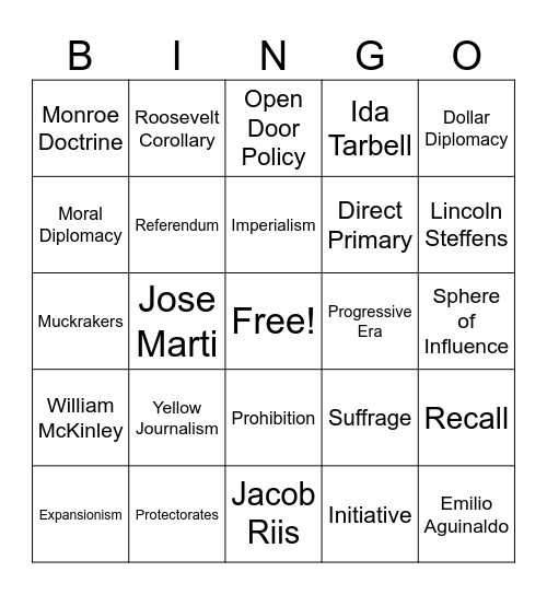 Ch.7+8 Vocab Review Bingo Card