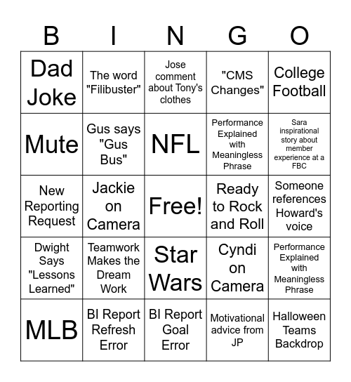 Command Bingo Card