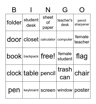 Around the Classroom Bingo Card