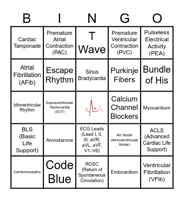 PQRST BINGO: Every Beat Tells a Story Bingo Card