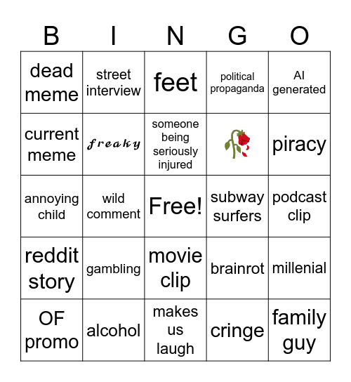 tiktok bingo Card