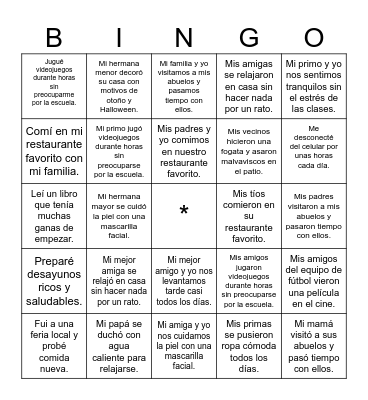 El descanso otoñal Bingo Card