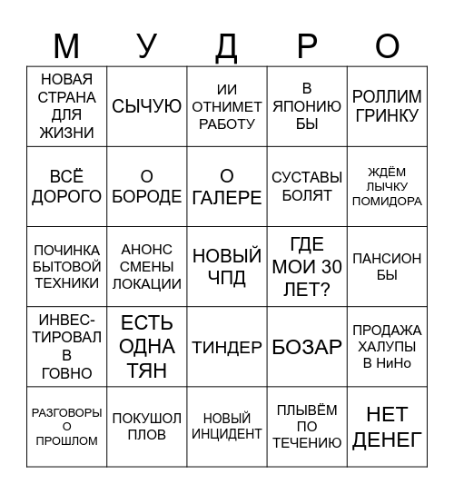 Механическое Bingo Card