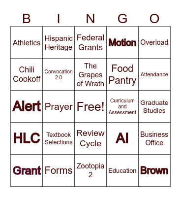 October Senate Bingo Card