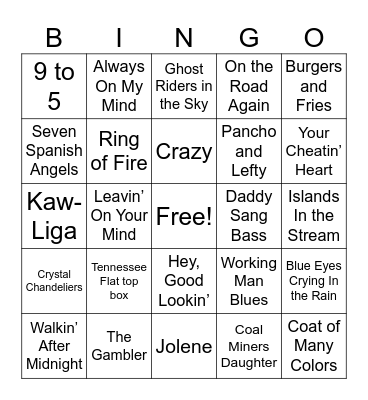Music Bingo Card