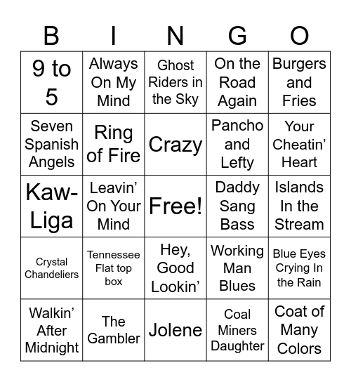 Music Bingo Card