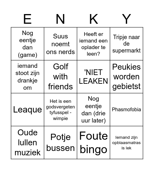 ENKY LAN Bingo Card