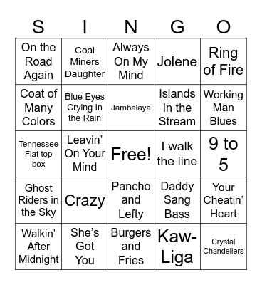 Music Bingo Card