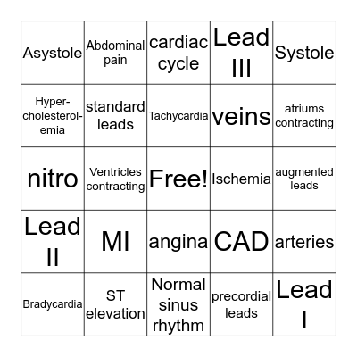 EKG Bingo Card