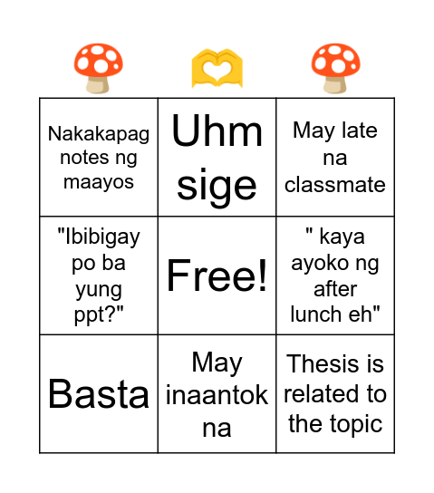 Ascomycota Bingo Card