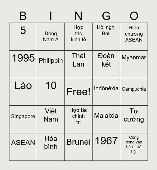 ASEAN Bingo Card
