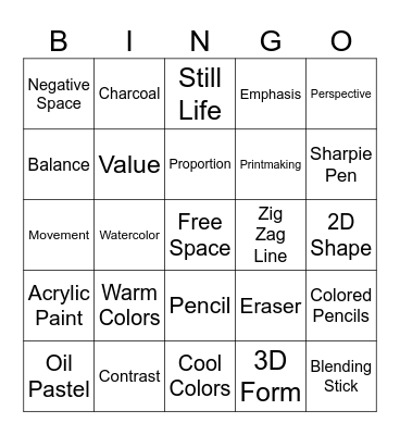 Art Bingo! Bingo Card