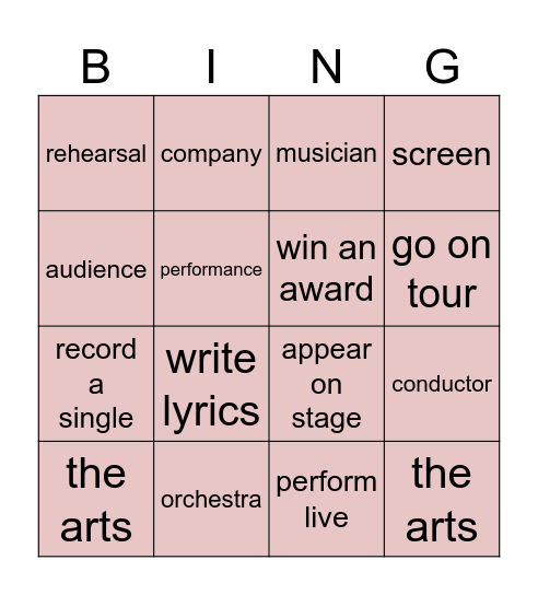 ROBOTS AND THE ARTS Bingo Card