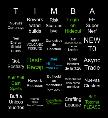 POE 3.27 Live Bingo Card