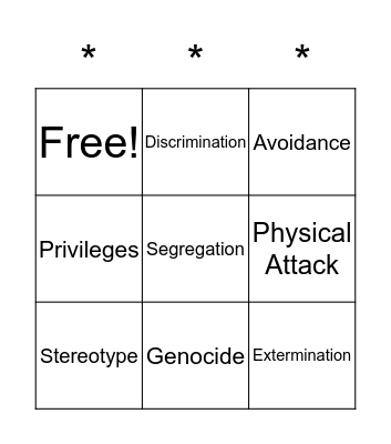 Unit 5 Vocab Bingo Card