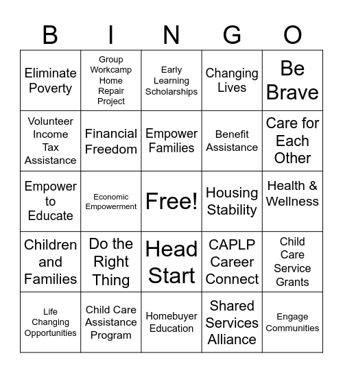 CAPLP Bingo Card