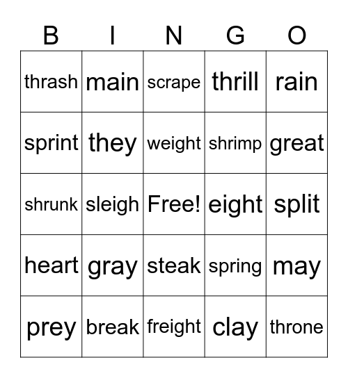 Long /a/ Review Bingo Card