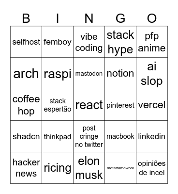 bingo de programador hippster esquerdomacho Bingo Card
