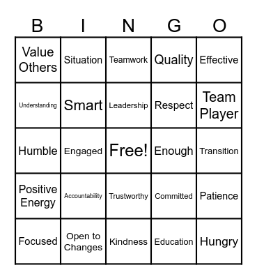 The Situation Bingo Card