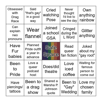 Pride+ Bingo Card