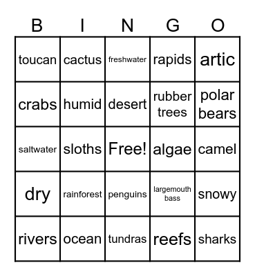 Habitat Bingo Card