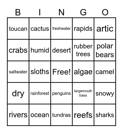 Habitat Bingo Card
