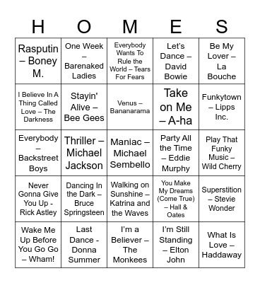 Burgers & Bingo Card