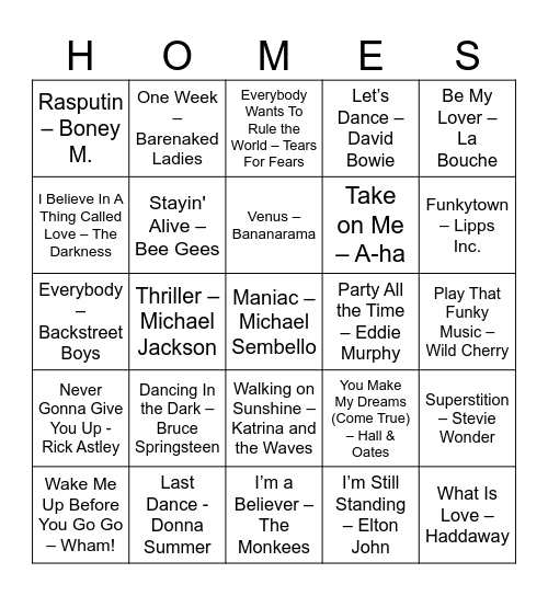 Burgers & Bingo Card