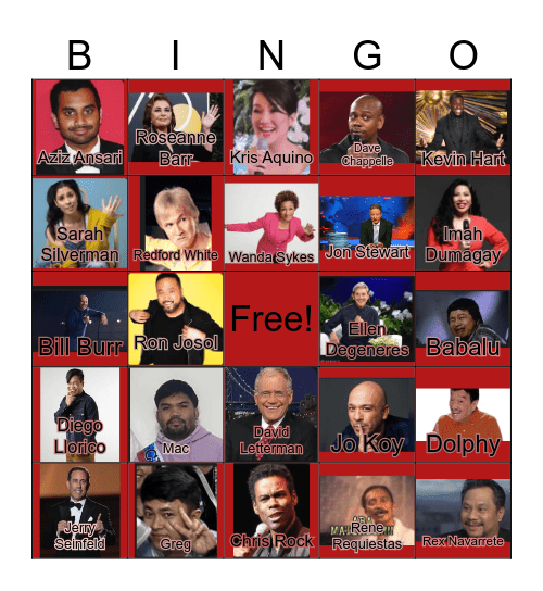 Comedians Bingo Card