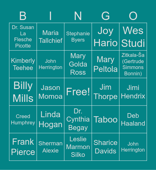 Native American Heritage Month BINGO! Bingo Card