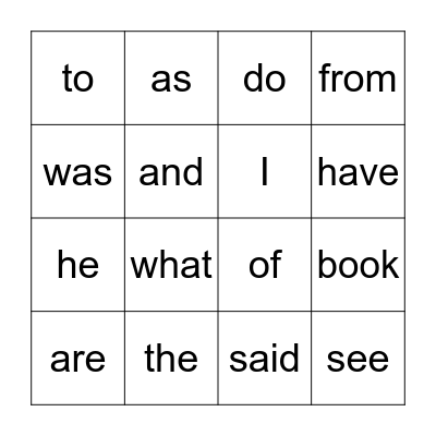 heart words Bingo Card