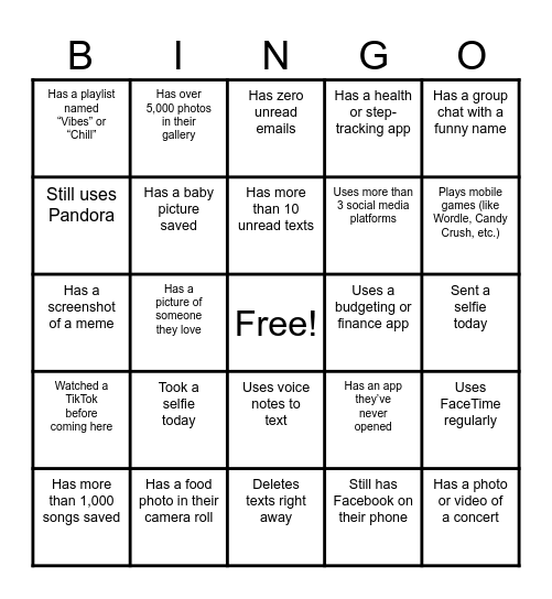 Brushes & Bites: GI "Cell Phone Bingo" Bingo Card