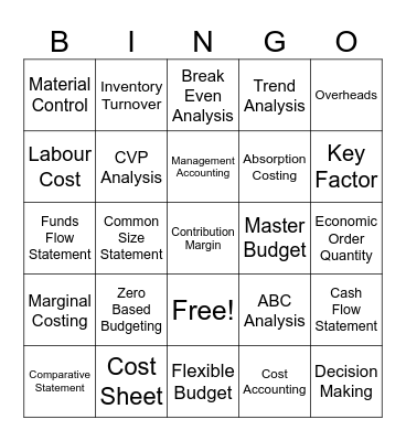 CMA BINGO Card