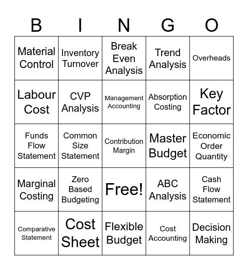 CMA BINGO Card
