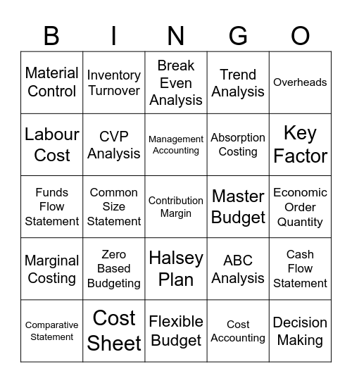 CMA BINGO Card
