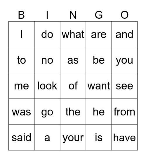 Heart Words up to lesson43 Bingo Card