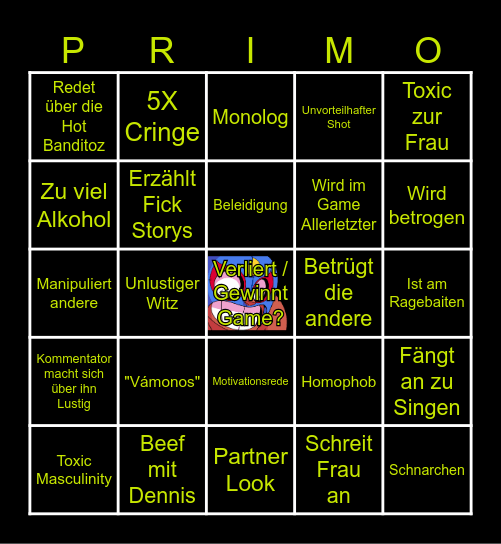 Bandito El Primo Bingo Card