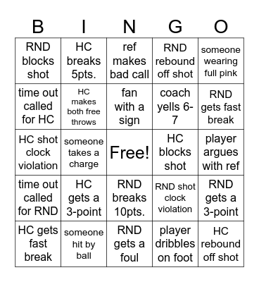 BASKETBALL BINGO Card