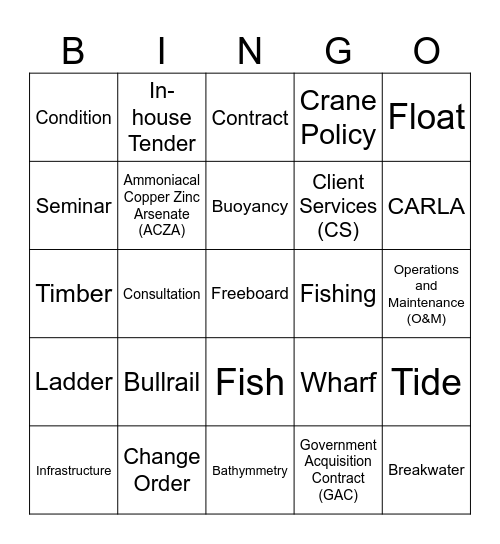 SCH Bingo Card