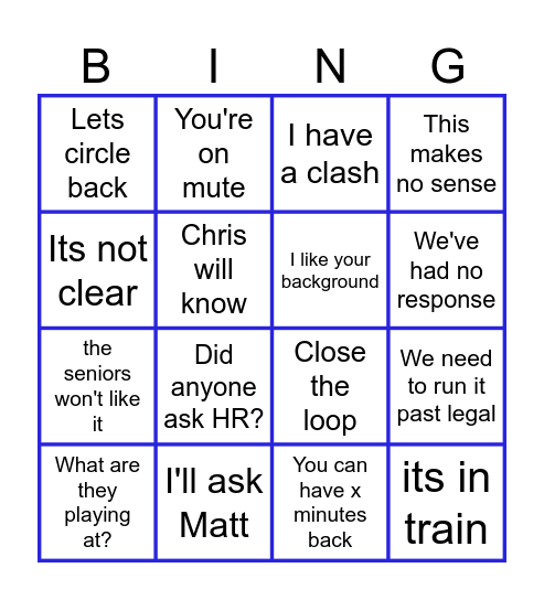 Buzzword bingo Card