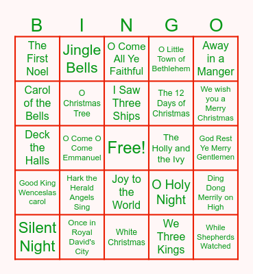 Christmas Music Bingo Card
