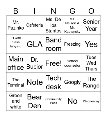 BEAR Bingo Card
