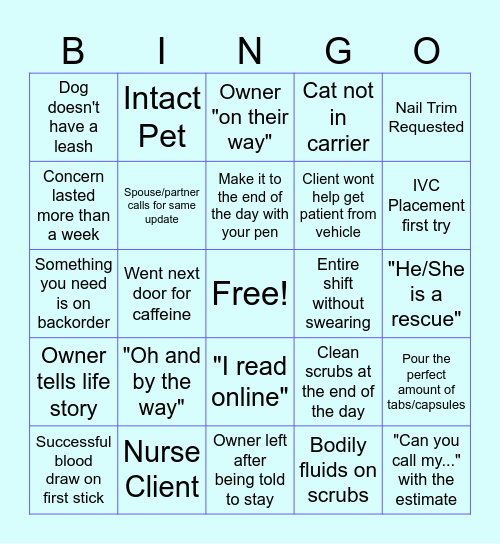 Vet Tech Week Bingo! Bingo Card