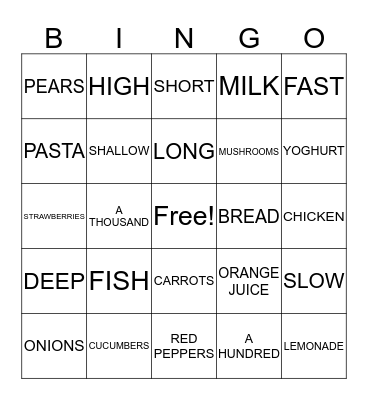 VOCABULARY U-2 Bingo Card