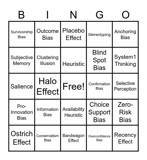 Bias Bingo Card