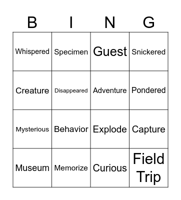 Vocabulary Bingo Card