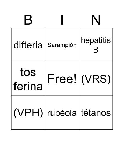 ENFERMEDADES Bingo Card