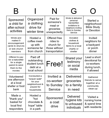 BW Cares: Thanksgiving Bingo Card