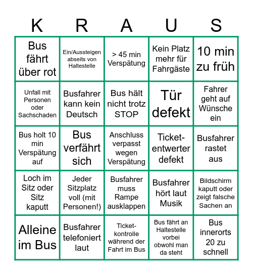 Öffi-Check Bingo (Bus) Bingo Card