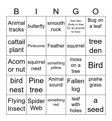 Habitat Bingo Card
